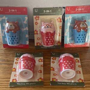 NEW 2-in-1 Cat and Dog Sharpener and Eraser Sets 🌺